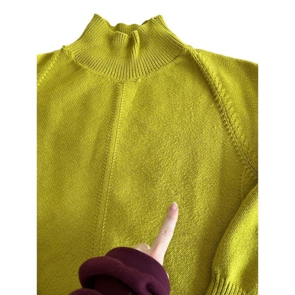 Anthropologie Maeve Crystal Tunic Sweater Mock Neck Chartreuse Yellow Hi Low S - Picture 6 of 11